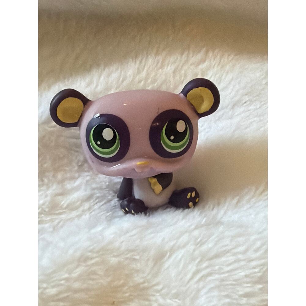 Littlest Pet Shop Panda #1305 Figure LPS Purple Lavender Green Eyes Panda Bear